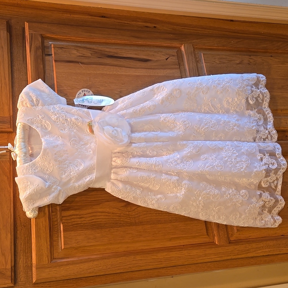 Sweet Pea & Lilli Girl's White Embroidered Tulle Dress First Communion, Easter